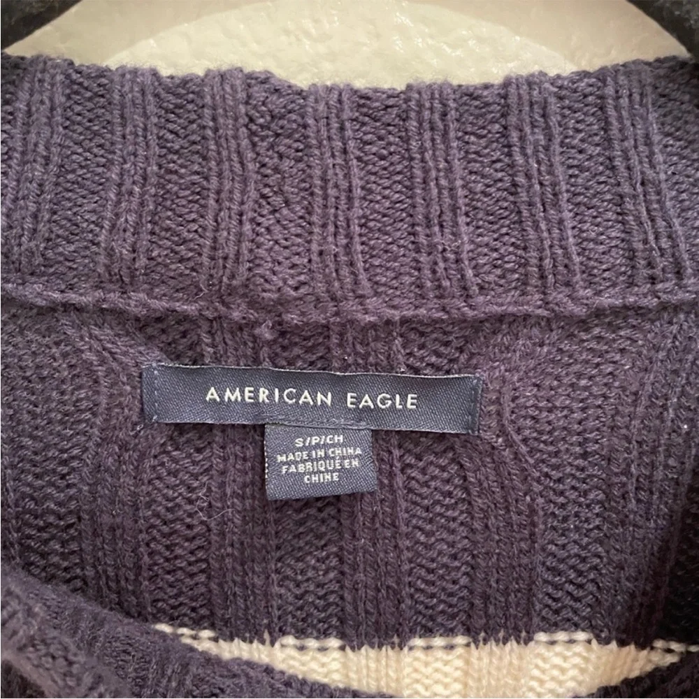 American Eagle Striped Ribbed Cropped Sweater – Size Small - Picture 2 of 6